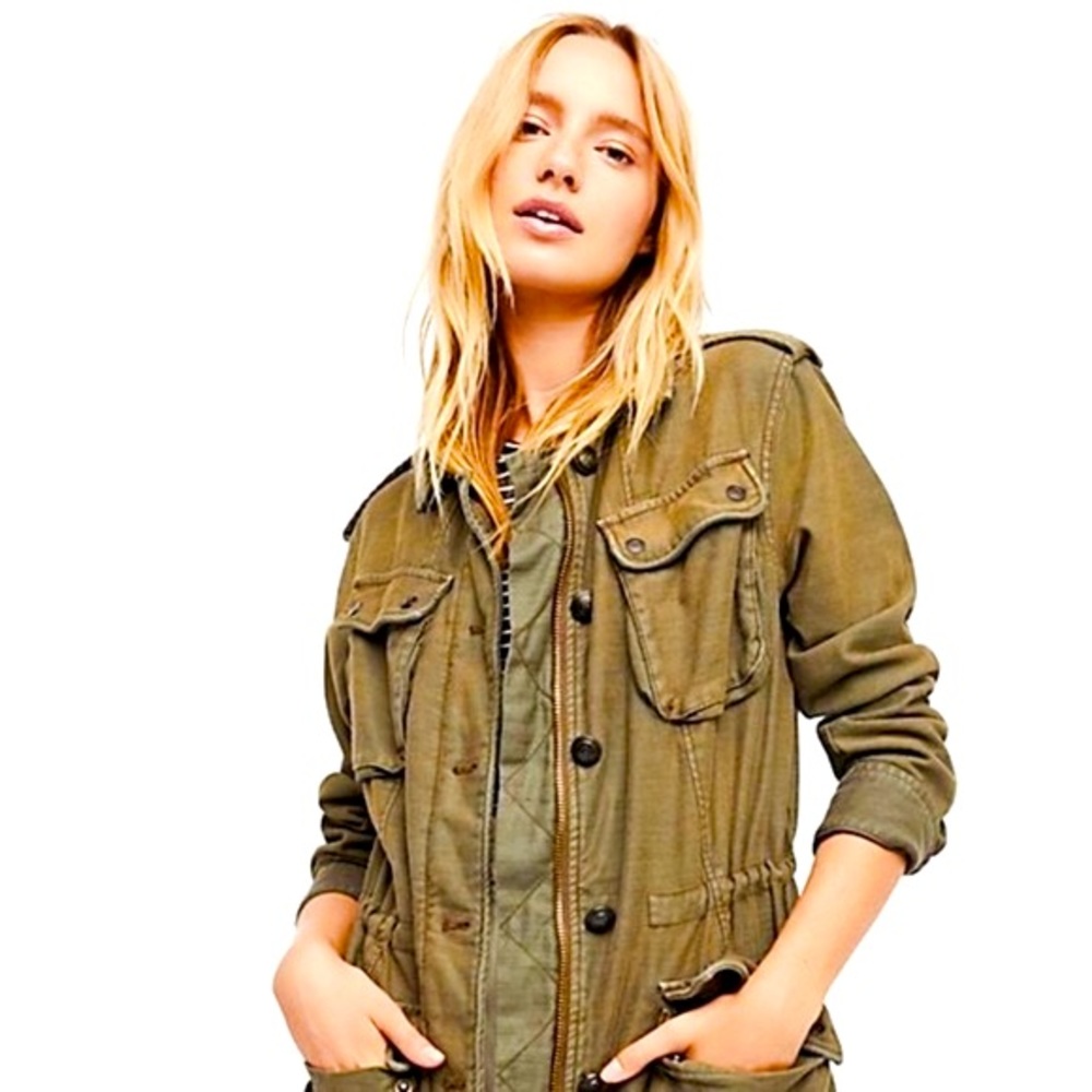 Free People XS Military Moto Jacket Not Your Brothers Relaxed Long Line Styled